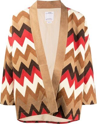 Chevron Open-Front Leather Jacket