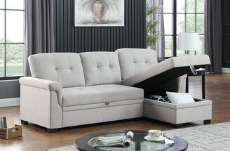 Favfurish 84'' L-Shape Convertible Sleeper Sectional Sofa with Storage Chaise and Pull-Out Bed