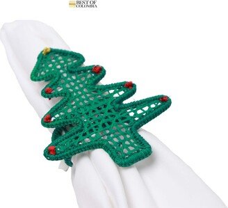 Christmas Tree Iraca Napkin Rings - Holiday Edition