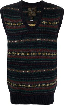 Patterned Intarsia-Knit Wool Vest