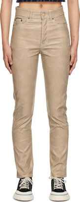 Taupe Solstice Faux-Leather Jeans