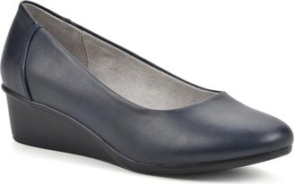 Cliffs by White Mountain Women's Boldness Ballet Wedge Style Shoe - Navy, Smooth- Polyurethane