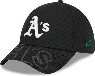 Men's Black Oakland Athletics Top Visor 39THIRTY Flex Hat