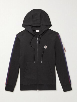 Logo-Appliquéd Striped Cotton-Jersey Zip-Up Hoodie