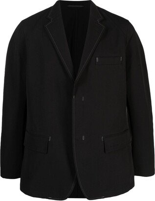 Contrast-Stitch Single-Breasted Blazer