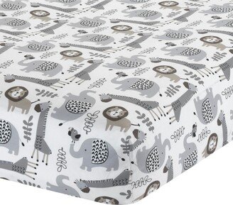 Urban Jungle Animal Gray/White 100% Cotton Baby Fitted Crib Sheet