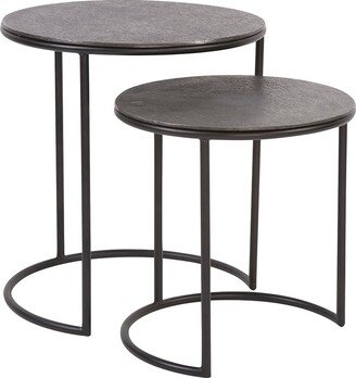 Allan Andrews Graphite Metal Round Nesting Table Set