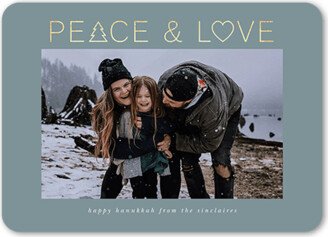 Holiday Cards: Peace Love Icons Holiday Card, Blue, 5X7, Holiday, Matte, Signature Smooth Cardstock, Rounded