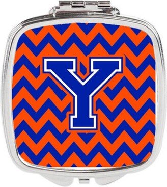 CJ1044-YSCM Letter Y Chevron Orange & Blue Compact Mirror, 3 x 0.3 x 2.75 in.