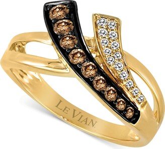 Chocolate Diamond & Nude Diamond Double Swoop Statement Ring (3/8 ct.t.w.) in 14k Gold