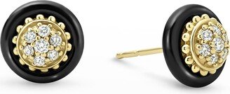 18K Gold and Black Caviar Diamond 9mm Stud Earrings