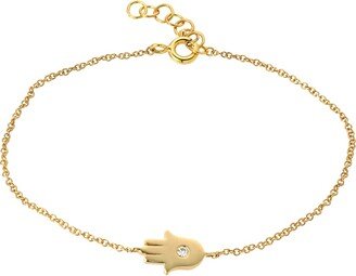 Zoe Lev Jewelry 14k Gold 1-Diamond Hamsa Bracelet