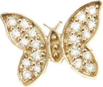 Tiny Diamond Pavé Butterfly Stud Yellow Gold Single Earring