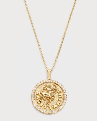 18K Yellow Gold Diamond Sagittarius Zodiac Pendant Necklace