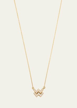 ENGELBERT 18K Yellow Gold Petit Sign Aquarius Necklace with Diamonds