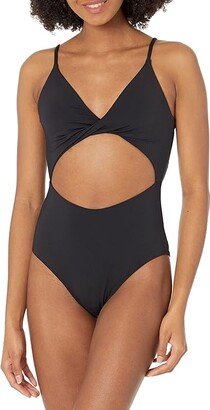 Saltwater Solids Twisted One-Piece (Black) Women's Swimsuits One Piece