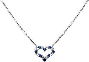 Blue Sapphire & Diamond Heart Pendant Necklace in 14K White Gold, 18 - 100% Exclusive