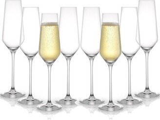 Layla Crystal Champagne Flute Glasses - Set of 8 Champagne Glasses – 6.7 oz