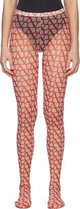 Beige & Red Iconographe Tights