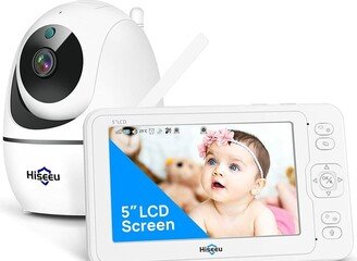 Hiseeu Nursery Infant And Baby Monitor With Remote Pan, Tilt Camera and 5 LCD Screen With 1080P Camera, Two Way Audio, No Wi-Fi Required