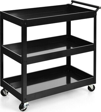 3-Tier Utility Cart Metal Storage Service Trolley