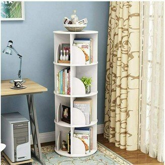 HighlanderHome 360-degree 4 Tier Revolving Book Shelf with Dolphin Cutout divider - 4Tier