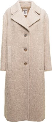 Semicouture Woman's Casentino Single Breasted Beige Wool Long Coat