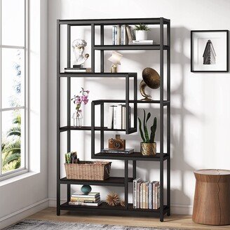 BLUEBELL 8-Shelves Staggered Bookshelf Shelf Organizer for Living Room