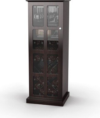 Windowpane Wood Wine Cabinet - Store 24 Bottles of Wine