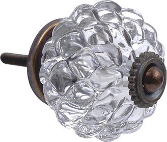 Faceted Round Decorative Glass Knob With Bronze Hardware For Cabinets, Drawer, Doors, Furniture