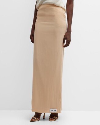 Silk Crepe Long Skirt with Pockets-AA