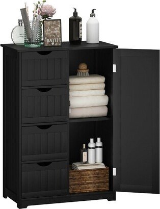 4 Drawer Freestanding Bathroom Floor Cabinet Adjustable Storage Cupboard-AA