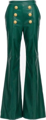 Button-Embellished High-Waist Trousers