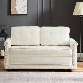 Velvet Tufted Loveseat with Button Nailhead,Convertible Sofa Bed - 54W