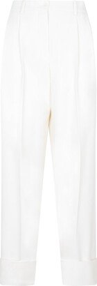 Button Detailed Straight Leg Trousers-AD