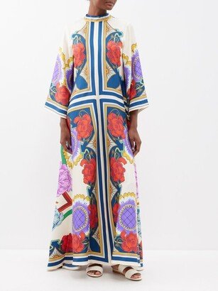 Magnifico High-neck Silk-twill Maxi Dress