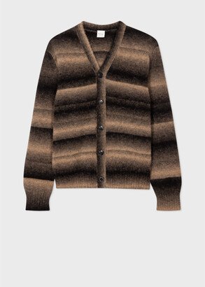 Brown Alpaca-Blend Ombre Stripe Cardigan