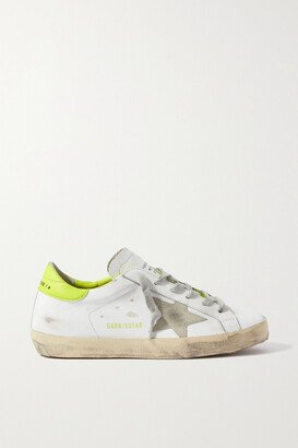 Superstar Distressed Leather Sneakers - White