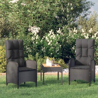 Patio Furniture Set 3 Piece Patio Lounge Set with Cushions Poly Rattan - 22.4 x 24.6 x 42.9