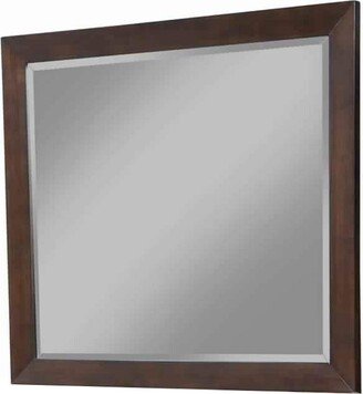 Mid Century Modern Rectangular Molded Mirror with Wooden Frame, Brown