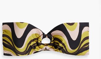 Ascenso ring-embellished printed bandeau bikini top