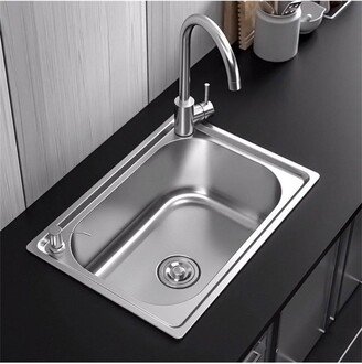 Living and Home Single Bowl Stainless Steel Kitchen Sink with Strainer