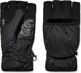 Water-Resistant Recycled Nylon Flip Mitten with Recycled Micofur Lining (Black) Extreme Cold Weather Gloves