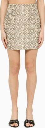 Printed beige miniskirt