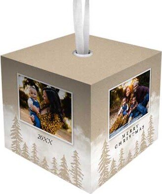 Ornaments: Nordic Craft Trees Cube Ornament, Beige, Cubed Ornament