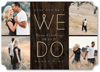 Save The Date Cards: Wood We Do Save The Date, Brown, 5X7, Pearl Shimmer Cardstock, Ticket