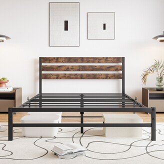 Aoolive Queen Size Platform Bed with Strong Metal Foundation, No Box Spring Needed