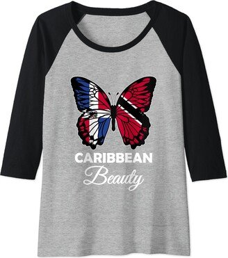 Trinidad Tobago and Dominican Mix Caribbean Beauty Trinidad & Dominican Half Trini Dominicana Raglan Baseball Tee