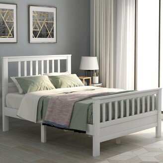 Calnod Simple and Sturdy: Wood Platform Bed with Headboard and Footboard, Full Size