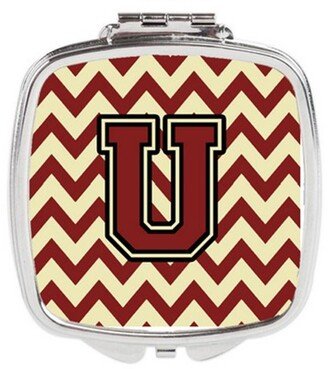 CJ1061-USCM Letter U Chevron Maroon & Gold Compact Mirror